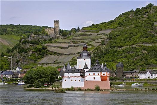 城堡,上方,宫殿,莱茵,莱茵兰普法尔茨州,德国,欧洲