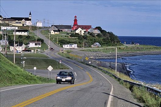 加拿大,魁北克,乡村,汽车,途中,前景,海边