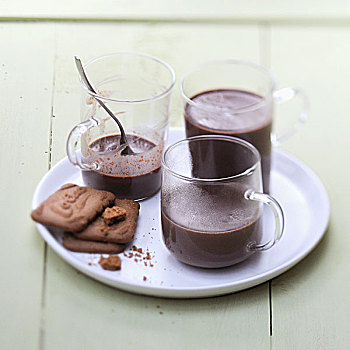 杯子,热巧克力,饼干