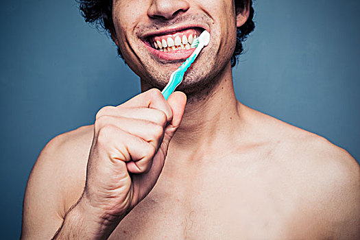 男青年,刷,牙齿