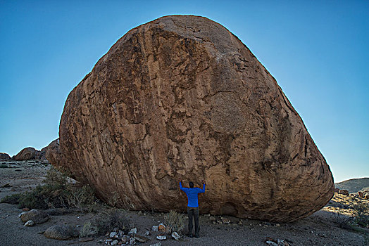 人,站立,大,漂石,里希特斯韦德国家公园,南非