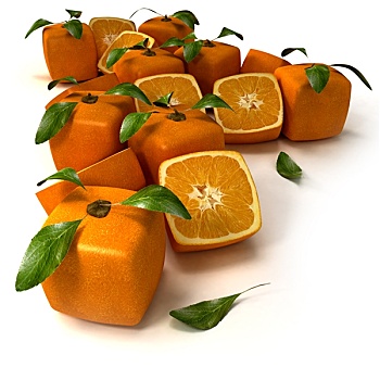 立方体,橙色背景