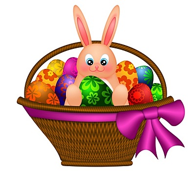 高兴,复活节兔子,兔子,蛋,篮子,插画