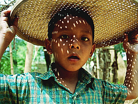 头像,乡村,男孩,达卡,孟加拉,2003年