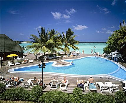 游泳池,天堂岛,北方,马累环礁,马尔代夫,印度洋