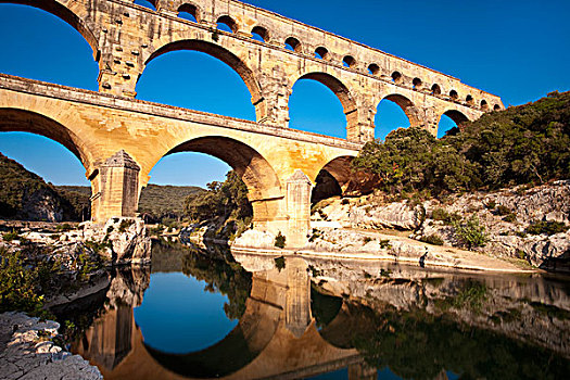 古老,罗马水道,加尔桥,靠近,尼姆,郎格多克,法国