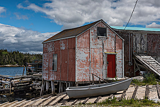 捕鱼,小屋,船,码头,西部,多佛,哈利法克斯,新斯科舍省,加拿大