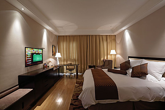 酒店,客房,床铺,卧室,室内,灯光,宾馆,床,现代
