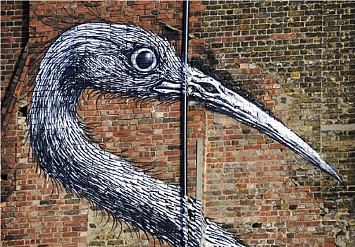鸟,涂鸦,砖墙