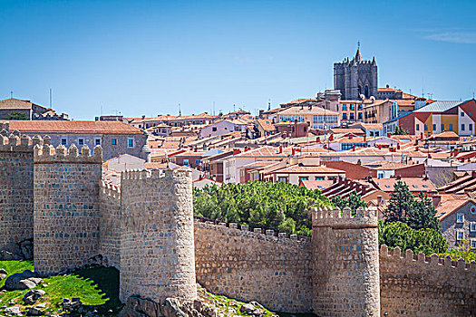 景色,中世纪城市,墙壁,西班牙,联合国教科文组织,清单