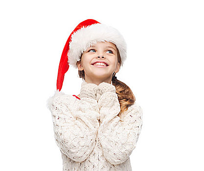 圣诞节,圣诞,冬天,高兴,概念,梦,女孩,圣诞老人,帽子