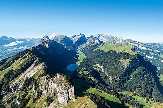 风景,山,阿彭策尔,阿尔卑斯山,湖,中心,瑞士,欧洲