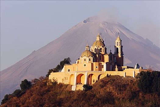 教堂,火山,墨西哥