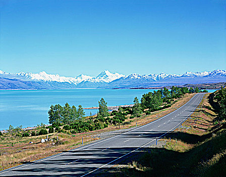 普卡基湖,山,烹饪,南阿尔卑斯山,山脉,新西兰