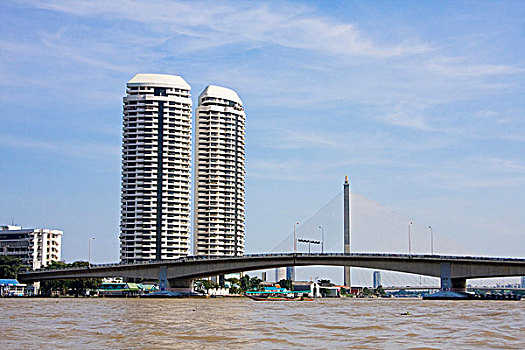 桥,河,曼谷,泰国,亚洲