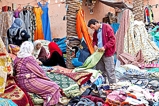 衣服,市场,露天市场,麦地那,历史,地区,玛拉喀什,摩洛哥,非洲