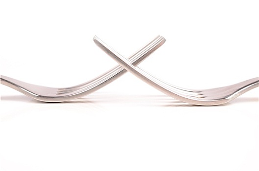 两个,叉子,白色背景