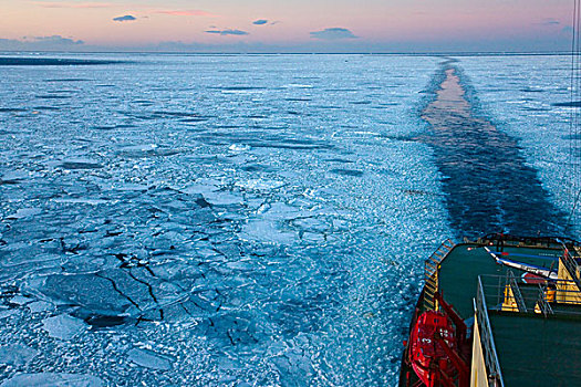 左边,破冰船,海洋,遮盖,浮冰,南极
