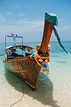 传统,长尾船,海滩,竹子,岛屿,普吉岛,省,泰国,亚洲