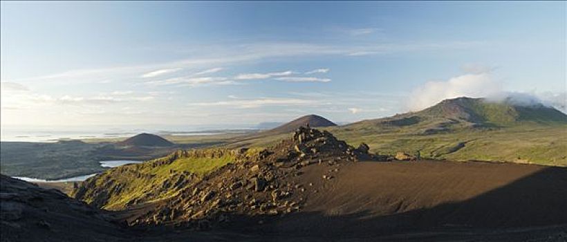 岩石构造,山,湖,半岛,冰岛