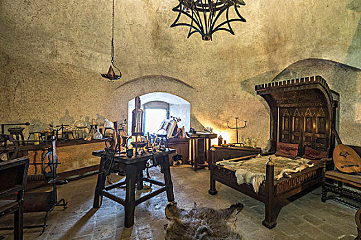 古老,卧室,家具,室内,布拉格城堡,捷克共和国,欧洲