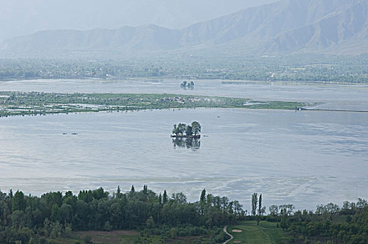 俯拍,湖,斯利那加,查谟-克什米尔邦,印度