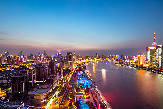 上海,黄浦江,两岸,夜景