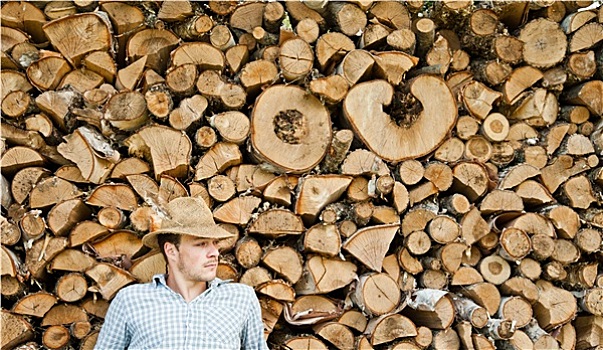 草帽,背景,木头