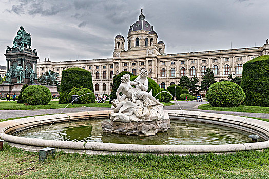 维也纳,奥地利,欧洲,喷泉,玛丽亚,广场,艺术,历史,博物馆,背景