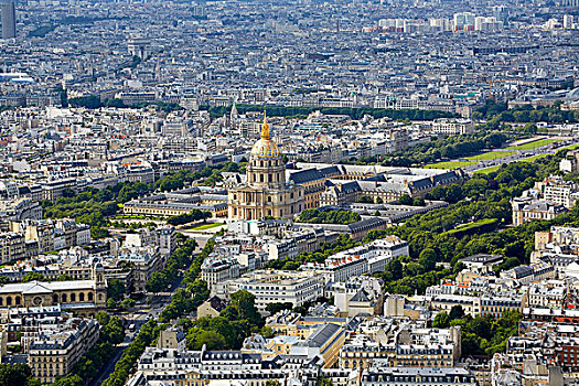 俯视,巴黎,天际线,金色,圆顶,法国