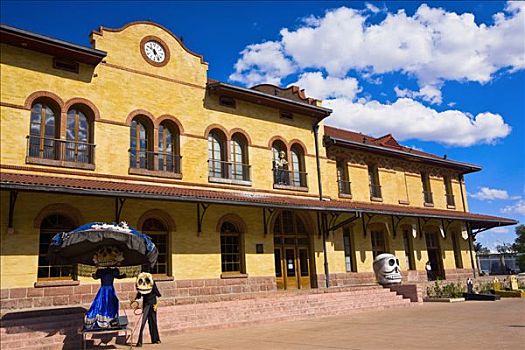 仰视,火车站,建筑,三个,世纪,纪念公园,阿瓜斯卡连特斯,墨西哥