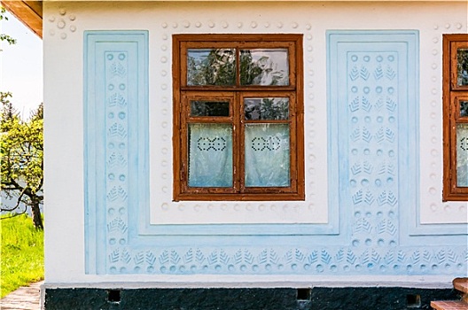 特写,窗,特色,乌克兰人,老式,房子