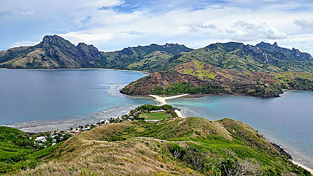 风景,岛屿,两个,沙子,斐济