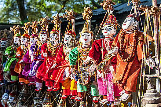 传统,工艺品,木偶,售出,市场,曼德勒,缅甸
