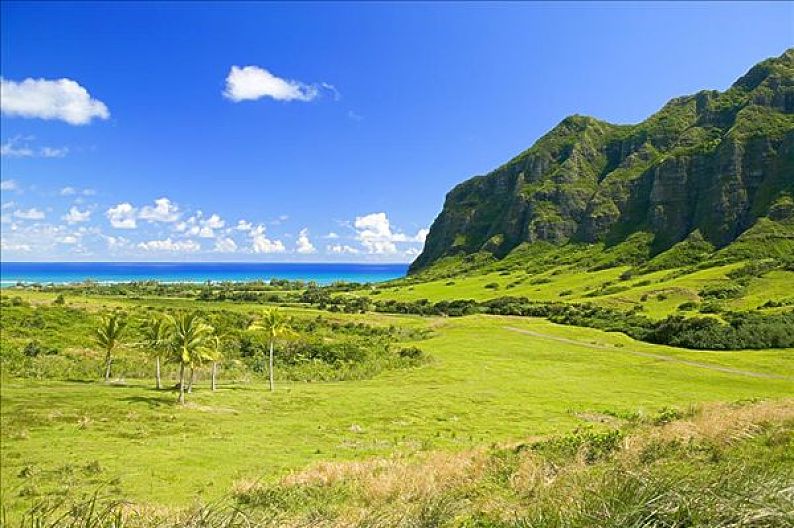 夏威夷_瓦胡岛_山峦_海洋_远景_高清图片_全景视觉