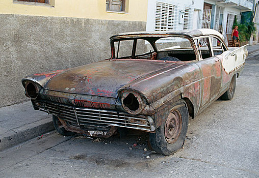 老爷车,城市街道,古巴