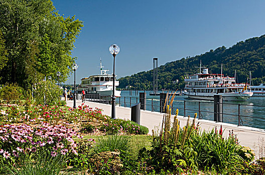 散步场所,乘客,船,港口,布雷根茨,康士坦茨湖,奥地利,欧洲