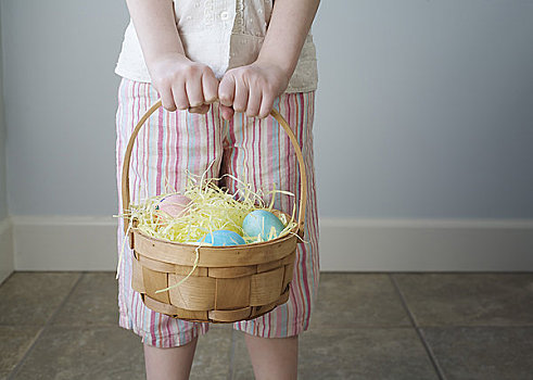 小女孩,篮子,复活节彩蛋