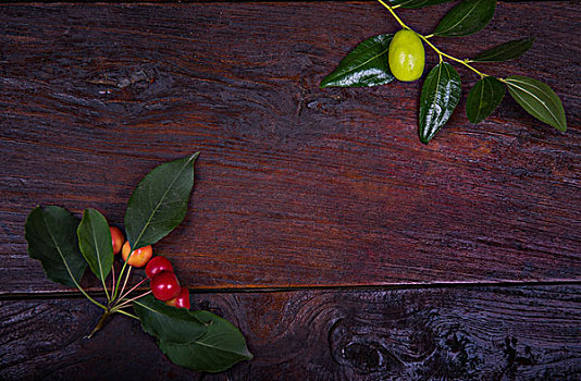 复古怀旧水果背景素材,木纹背景
