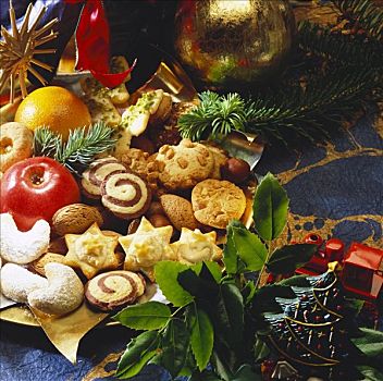 种类,圣诞饼干,盘子,饼干,甜食