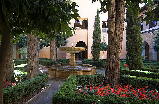 西班牙,格林纳达,阿尔罕布拉,花园,喷泉