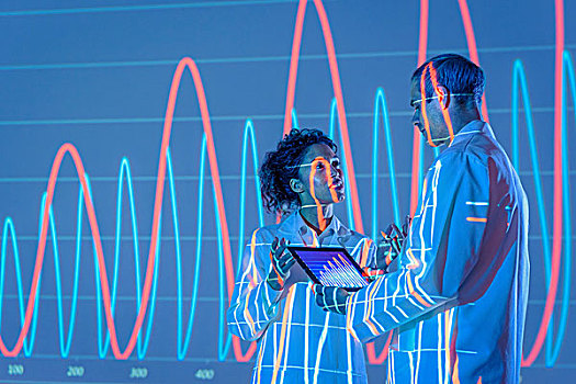 科学家,讨论,图形,数据,凸起