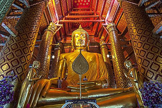 佛像,寺院,庙宇,大城府,泰国