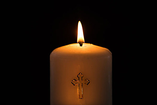 蜡烛,金色,十字架,装饰,燃烧,黑色背景,背景