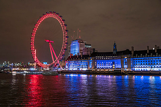 摩天轮,伦敦眼,黄昏,伦敦,英国