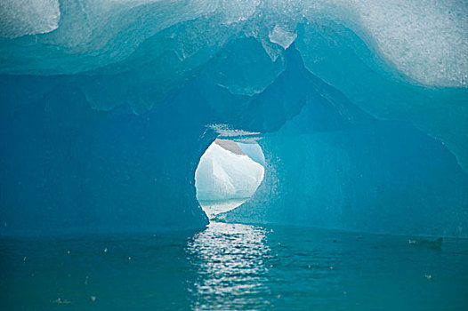挪威,斯匹次卑尔根岛,蓝色,结冰,冰山,漂浮,格陵兰,海洋,夏天