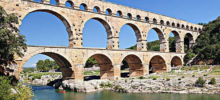 加尔桥,罗马水道,世界遗产,河,朗格多克-鲁西永大区,法国,欧洲