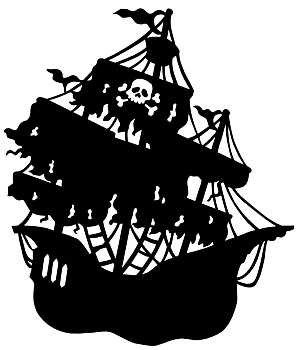 神秘,海盗船,剪影