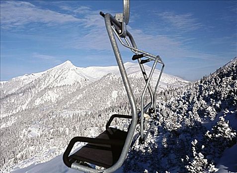 滑雪缆车,雪,顶峰