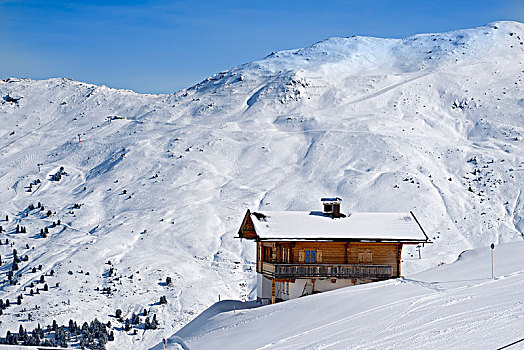 山,小屋,滑雪,区域,提洛尔,奥地利,欧洲